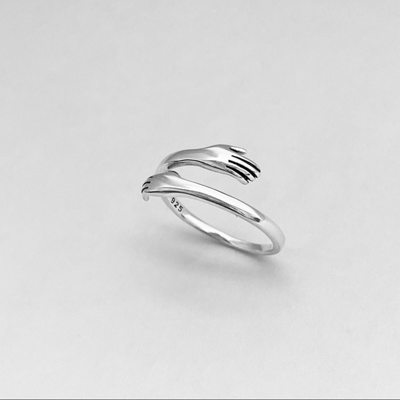 Sterling Silver Hugging Hands Ring, Claddagh Rings, Love Jewelry, Hand Hugs - Picture 13 of 13